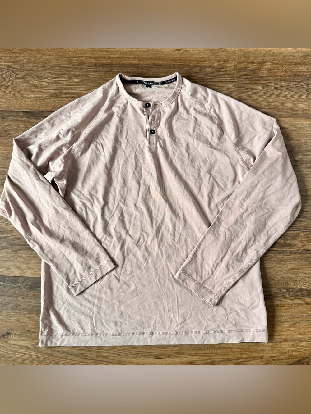 Public Rec Henley Shirt Mens XL Pink Long Sleeve Pima‎ Cotton Tencel Stretch 90s